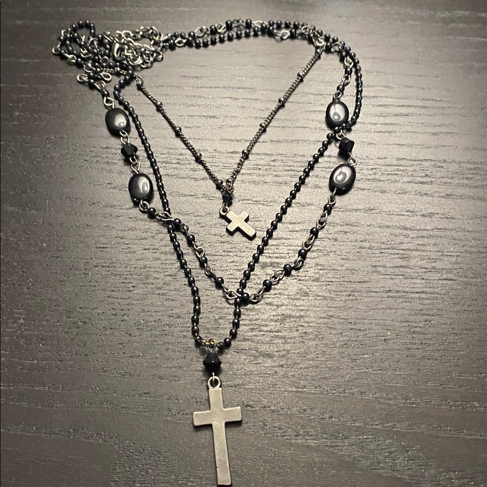 Elegant Black Cross Pendant Necklace